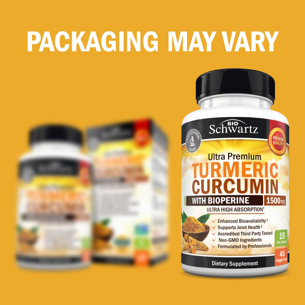 Turmeric Curcumin with Black Pepper Extract 1500mg - High Absorption Ultra Potent Turmeric Supplement with 95% Curcuminoids and BioPerine - Non GMO Tumeric Capsules for Joint Support - 45 Capsules