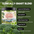 Broccoli Sprout Liposomal Sulforaphane Gummies – Sulforaphane Supplement 300mg with Glucoraphanin, White Mustard & Vitamin C for Antioxidant & Detox Support – Sugar-Free, Lemon Flavor, 60 Count