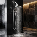 11.8'' High Pressure Rain Shower Head Combo, Upgrade Shower Heads with 9 Sprays Handheld Shower, Adjustable Detachable Dual Showerheads Built-in Magnetic Docking & Power Jets, Bathroom Decor, Chrome