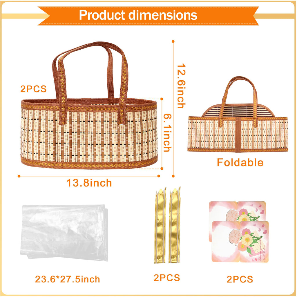 Orchidleaf 2 Set Baskets for Gifts Empty, Woven Bamboo gift baskets empty