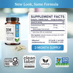 DIM Supplement 200 mg | Estrogen Balance for Women & Men | Hormonal Acne, Hormone Balance, Menopause & Antioxidant Support | Clean Label Project Certified, Vegan & Soy Free Diindolylmethane | 60 Ct.