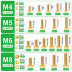 Twidec/1505PCS Metric Bolt Assortment M4/M5/M6/M8 Length from 12-40mm Grade 8.8 Hex Head Nuts and Bolts Assortment Kit,Heavy Duty Bolts and Nuts Kit, Flat & Spring Lock Washer Gold Zinc Plating