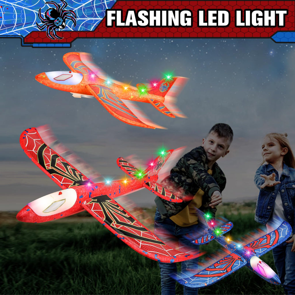 Fuwidvia 3 Pack Airplane Launcher Toys, 13.2 in LED Foam Glider Kids 4-12
