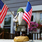 Redwix Patriotic Solar Garden Gnome with American Flag, 11" Resin Armed Garden Gnomes Outdoor Statue, Military Yard Gnome Decor, Gift for 4th of July, Memorial Day, Veterans Day
