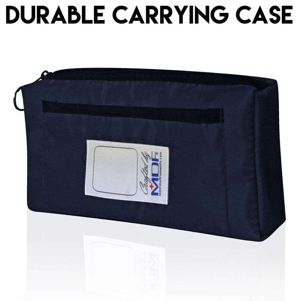 MDF Instruments, Calibra Aneroid Premium Professional Sphygmomanometer, Blood Pressure Monitor with Adult Cuff & Carrying Case, Lifetime Calibration, White Dial, Navy Blue Cuff, MDF808M04