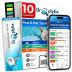 DROPLYTIX 10-in-1 Pool & Spa Water Test Kit with App, Hot Tub, Saltwater, Chlorine, Cyanuric Acid, Alkalinity, Hardness, pH, Nitrate, Sulfate, Digital Water Quality Testing Strips (DXPOOL-R10-S10)