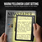 MagniPros 5X Rechargeable Large Ultra Bright LED Page Magnifier with Anti-Glare Lens & 3 Color Dimmable Light Modes, Relieve Eye Strain- Ideal for Reading Small Prints, Low Vision, Seniors