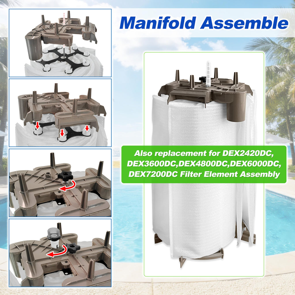 Byenins DEX2400C Filter Top Manifold Replacement for Hayward Pro-Grid DE2420, DE3620, DE4820, DE6020, DE7220 DE Filters and Micro-Clear DE2400, DE3600, DE4800, DE6000 DE Filters with Air Relief