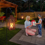 [2 Pack] TAKE ME 14" Solar Lantern Outdoor Garden Hanging Lantern Waterproof LED Flickering Flameless Candle Mission Lights for Table,Outdoor, Halloween Decor Lights