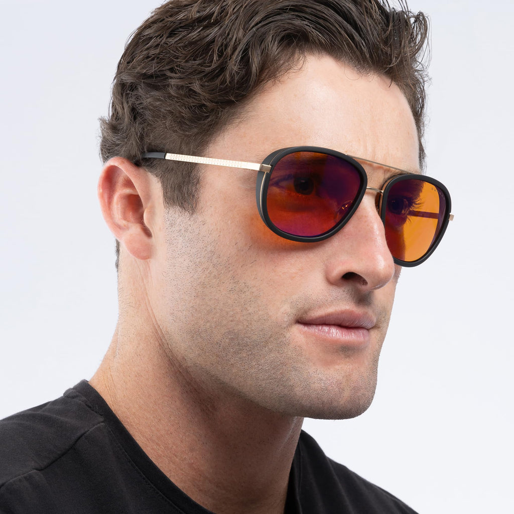 GUNNAR Computer Glasses - Dume Gold Amber Max Lens - Blue Light Blocking Anti Glare