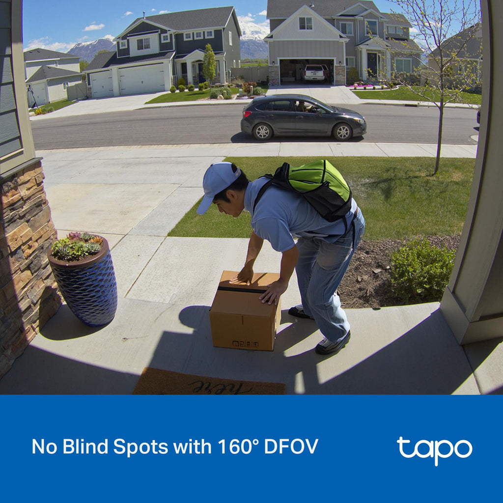 Tapo 2K Wireless Smart Video Doorbell - 160° Ultra-Wide View, Person Detection, 2-Way Talk, Ring Call, Night Vision, Subscription-Free Local Storage or Optional Cloud, D205