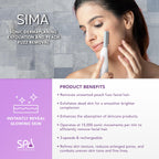 SPA SCIENCES - SIMA Patented Dermaplane Razor for Women Face – Painless 2-in-1 Facial Exfoliation & Peach Fuzz Hair Removal – Anti-Aging – 3 Speeds – Rechargeable – 7 Weeks Treatment