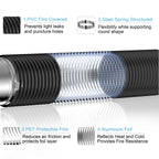 Hon&Guan 5 Inch Air Duct - 16 FT Long,Fits Compatible 5-Inch Vent Openings Only, Black Vent Hose with 2 Clamps for Ventilation Systems