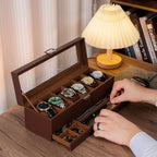 ProCase Watch Box, 6 Slot Watch Display Case with Drawer -Espresso