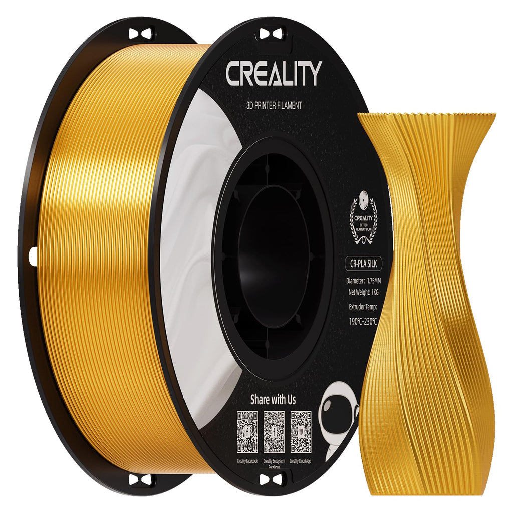 Creality Silk PLA Filament 1.75mm Gold, Shiny Metallic 3D Printer Filament 1Kg Spool, Dimensional Accuracy +/- 0.02mm, Compatible with Most FDM 3D Printers(Gold)