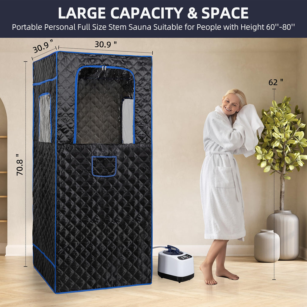 BOCHPOWER Portable Sauna Box, 3.0L Steamer, Remote Control, Folding Chair, 9 Levels (Full Size)