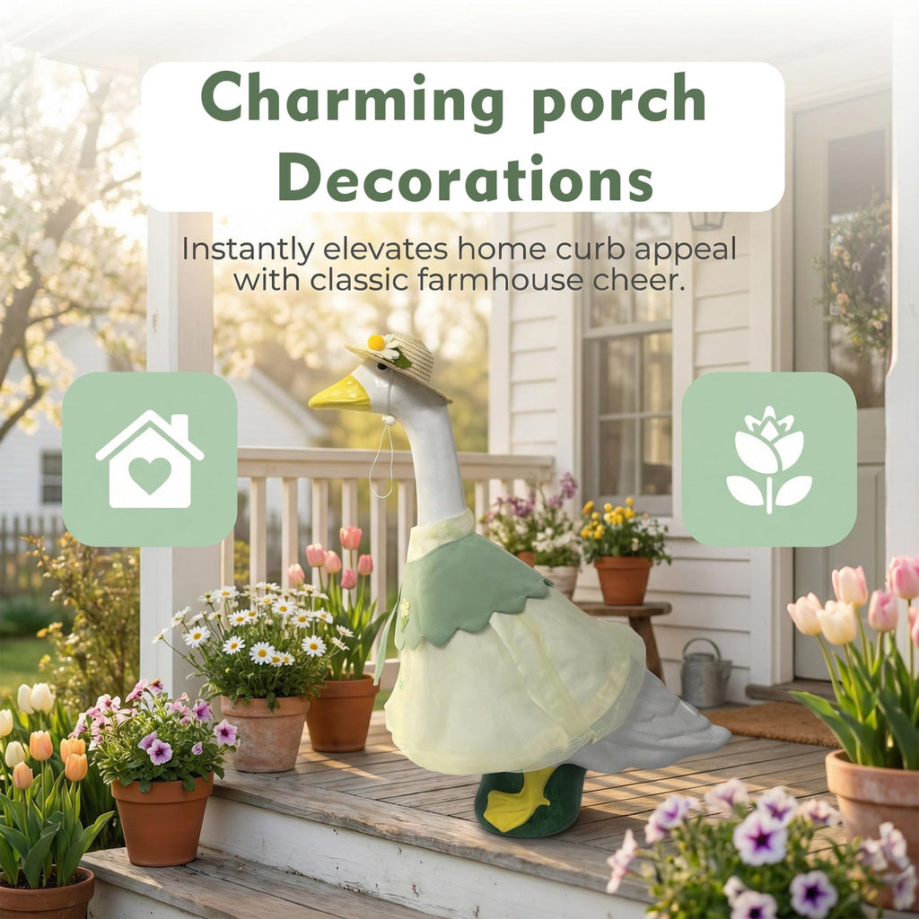 holoith 3 Pcs Summer Porch Goose Outfits for 23 inch Cement Goose Set