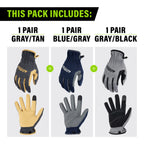 AWP Performance Utility Work Gloves for Men and Women, Touchscreen Compatible, X-Large, 3 Pair Pack