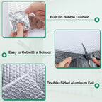 Reflective Bubble Insulation Sheet, Double Side Aluminum Foil Bubble Shield, Aluminum Foil Thermal Insulation Radiant Barrier for Windows, RV, Roof, Garage Door (47IN X 10FT)