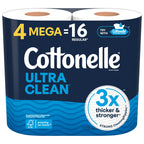 Cottonelle Ultra Clean Toilet Paper, 1-Ply, Strong Tissue, 36 Mega Rolls (312 Sheets per Roll), Packaging May Vary
