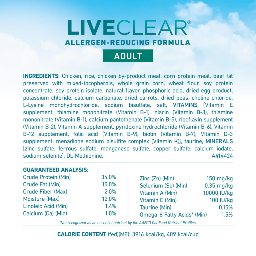 Purina ONE LiveClear Allergen-Reducing Dry Cat Food, 3 lb. Bag