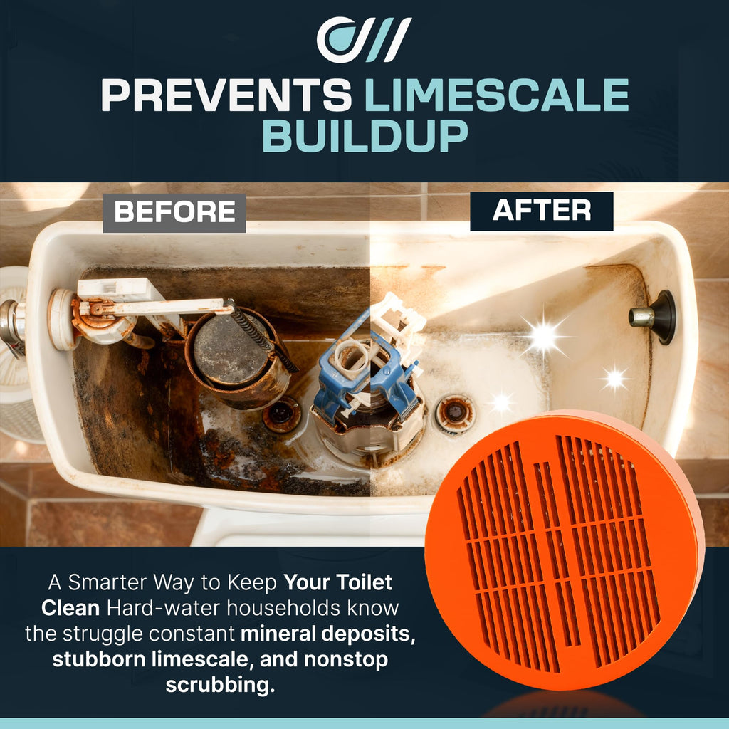 Oasis Water Technologies Toilet Guard Hard Water & Limescale Drop-In Toilet Tank Tablet | Polyphosphate Formula | Helps Reduce Rings, Stains & Mineral Buildup | Bleach-Free 180-Day Tablet