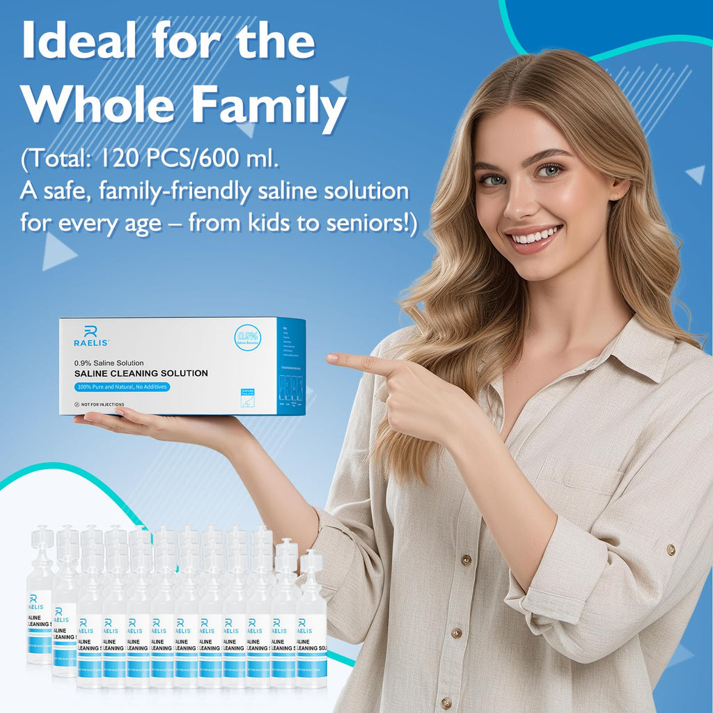 Saline Solution, 600ml /20.29 FL OZ Normal Solution for Multiple Household Uses, 5ml Each, 120Pcs Total