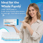 Saline Solution, 600ml /20.29 FL OZ Normal Solution for Multiple Household Uses, 5ml Each, 120Pcs Total