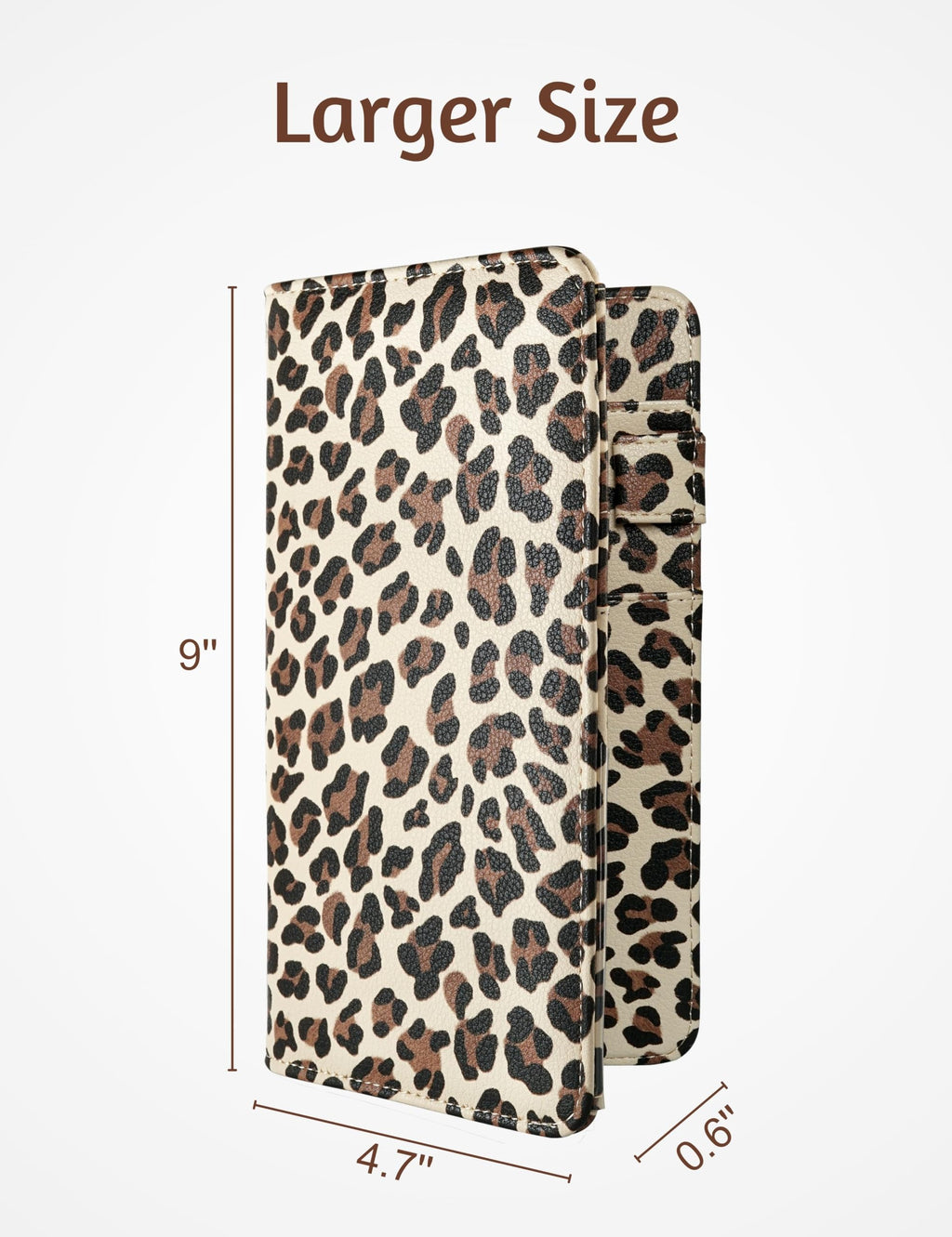 Server Book for Waitress with Zipper Pocket, Magnetic Pocket, Leopard