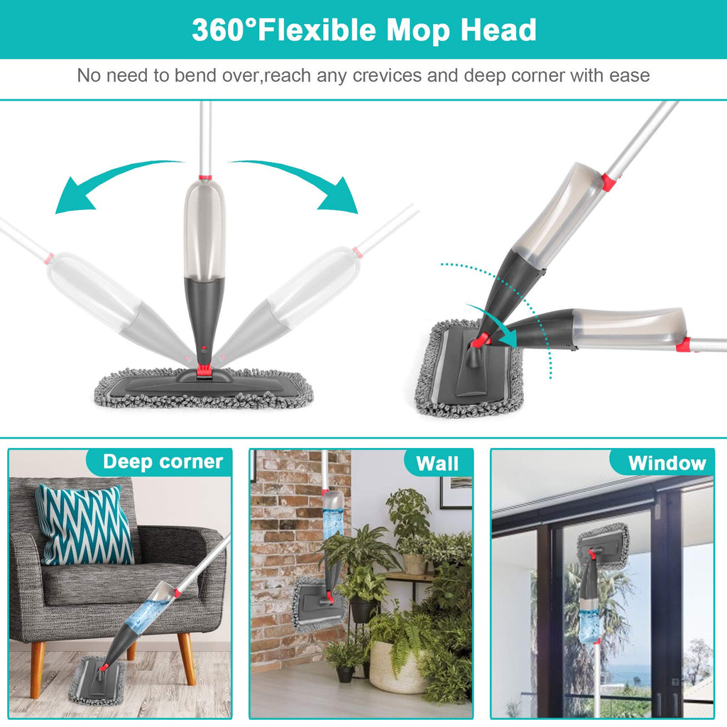 CLDREAM Spray Mop for Floor Cleaning with 3pcs Washable Pads