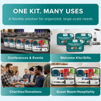 TrekTote Bulk 5 Case Pack of Mens 15 Piece Set Hygiene Kits, Bulk Travel Size Toiletries Kits, Deodorant, Shampoo, Body Wash, Shaving Cream, Razor, Toothbrush, Toothpaste, Comb, Flossers, Swabs