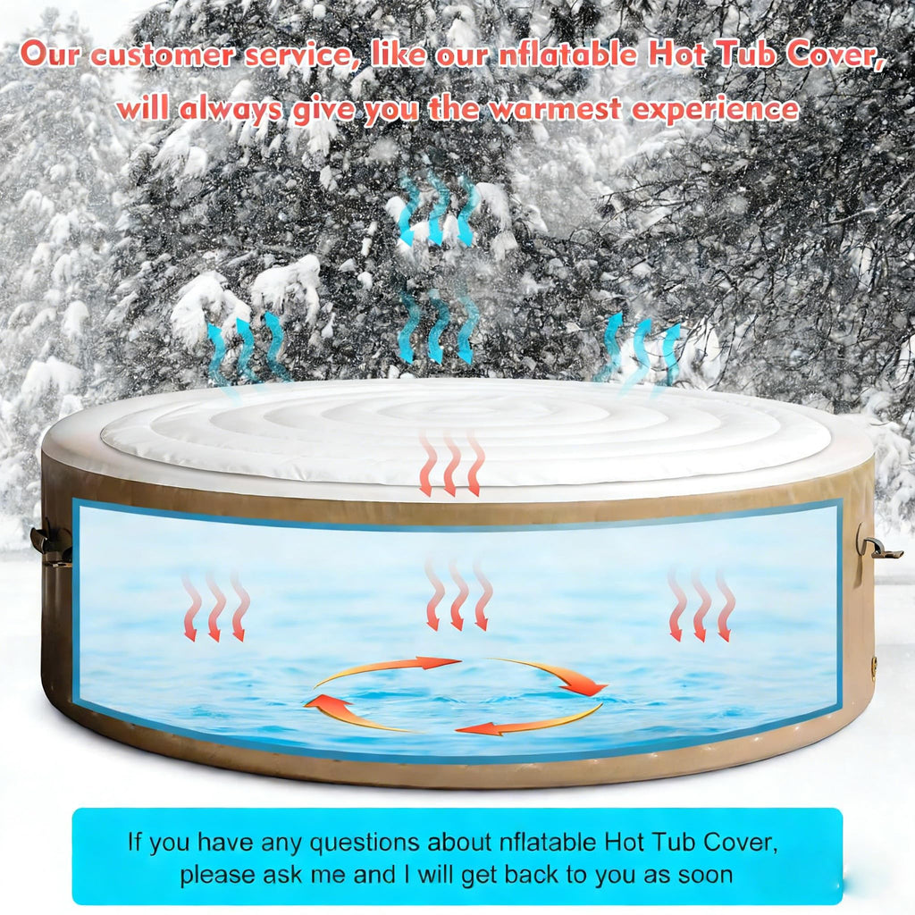 Inflatable Hot Tub Cover Round Replacement All Saluspa Intex Spa Covers Insert One Size Fits All Insulated Thermal Energy Saving Hot Tub Lid Replacement Used for Rain-Proof Snow-Proof （with Handle）