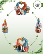 iStatue Solar-Powered 8.3'' Spring Summer Kissing Gnomes Decorations for Home & Garden - Decorative Outdoor Lawn Ornaments and Statues Clearance (Loved Gnomes)