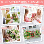 Lasnten 9 Pcs Rose Thorn Remover Set Include 1 Flower Thorn Stripper Tool 5 Floral Tape 1 Flower Scissor 1 Curve Gardening Scissors 1 Pair Gardening Gloves for Wedding Women Mother Gift (Pink)