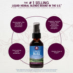 WishGarden Herbs Liquid Bliss, Mood Support Supplement, Passionflower, Cacao & Damiana, Uplifts Mood, Eases Daily Stress, Fast-Absorbing Liquid Tincture, 2 fl oz