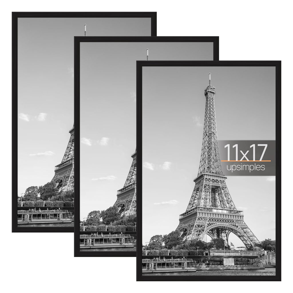 upsimples 11x17 Poster Frame, Easy Slide-In Assembly, Black, 3 Pack