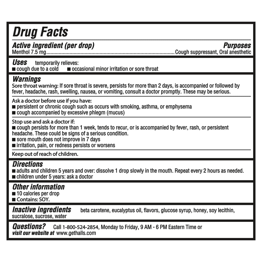 HALLS Relief Honey Lemon Cough Drops, Economy Pack, 80 Drops