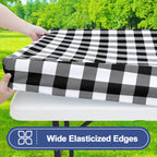 Smiry 6 Foot Picnic Table Cloth 2 Pack, Elastic Fitted Polyester Tablecloth
