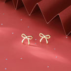 SLUYNZ Solid 925 Sterling Silver Tiny Bow Earrings Stud for Women Teen Girls Small Bowknot post Stud Earrings (B-Gold Plated)