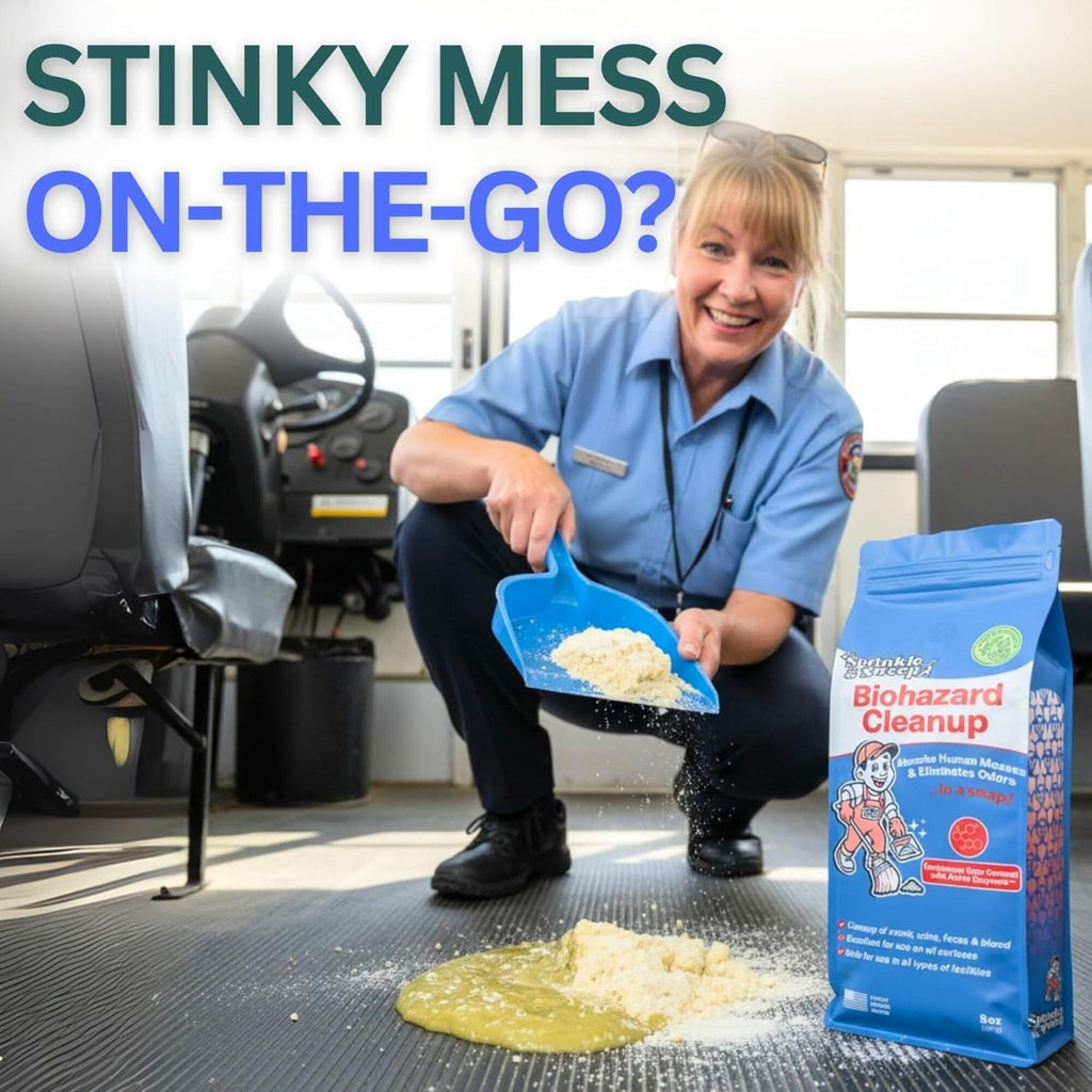 Sprinkle & Sweep: Biohazard Cleanup - 8oz - Human Bodily Fluid Solidifier, Enzyme Powder, Super Absorbent, Odor Elimination, Home-Facilities-School