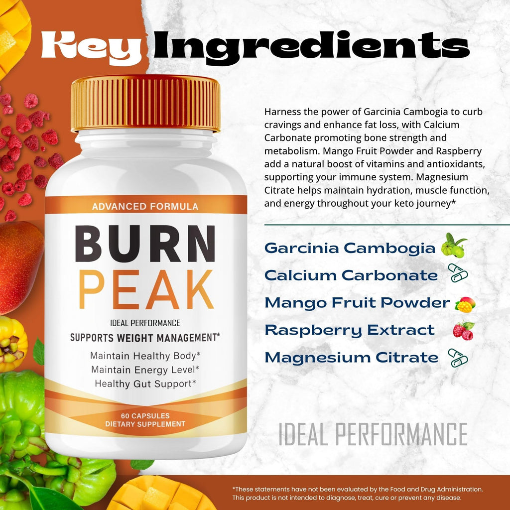 Burn Peak Capsules, Official BurnPeak Supplement Pills - Maximum Strength, All Natural Keto Capsule to Sustain Active Lifestyle & Fitness Goals, Overall Health Burn Peak Reviews (5 Pack)