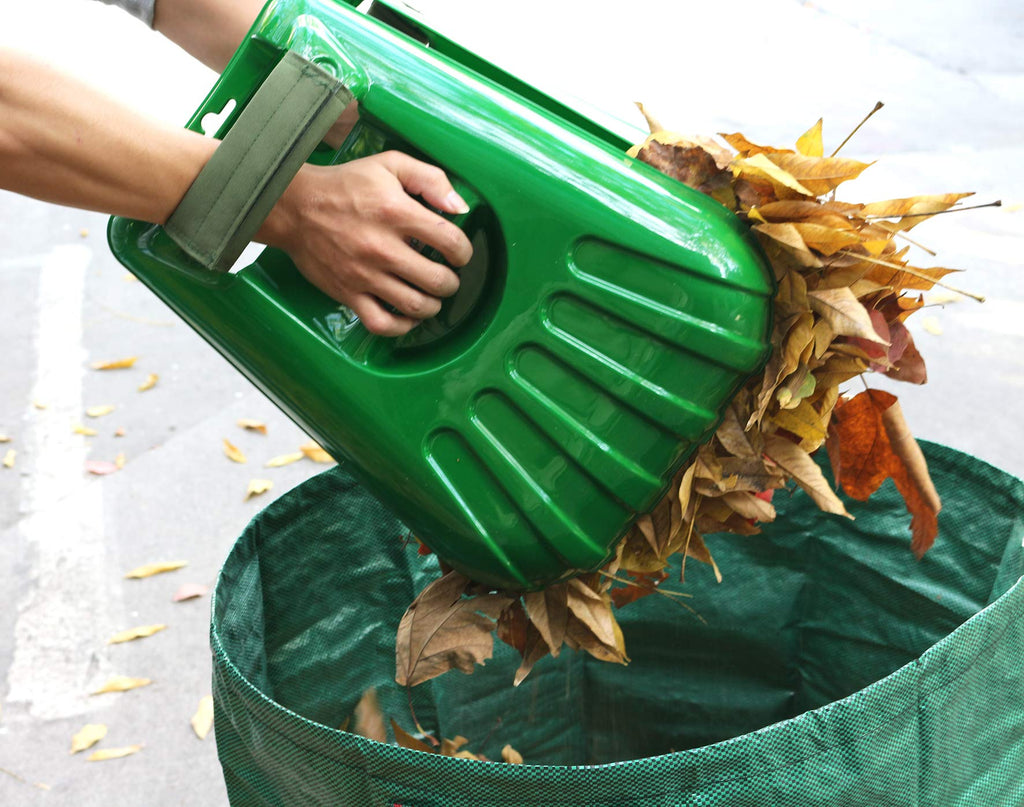 Gardzen Plastic Large Leaf Scoop & 12 Tines Gardening Leaf Rake Set, Comes with 72 Gallon Garden Bag