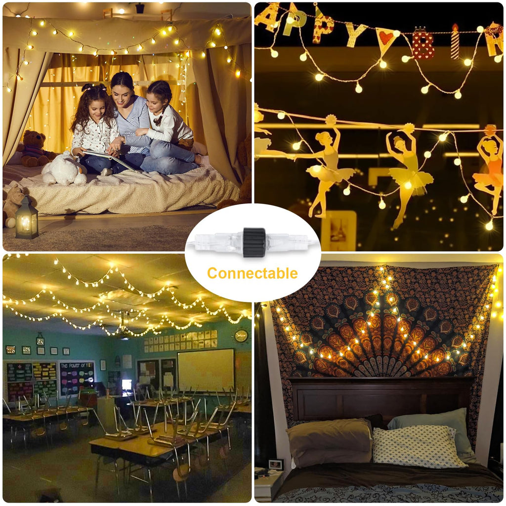 JMEXSUSS 100 LED Globe String Lights Indoor Bedroom, 33ft Fairy Lights