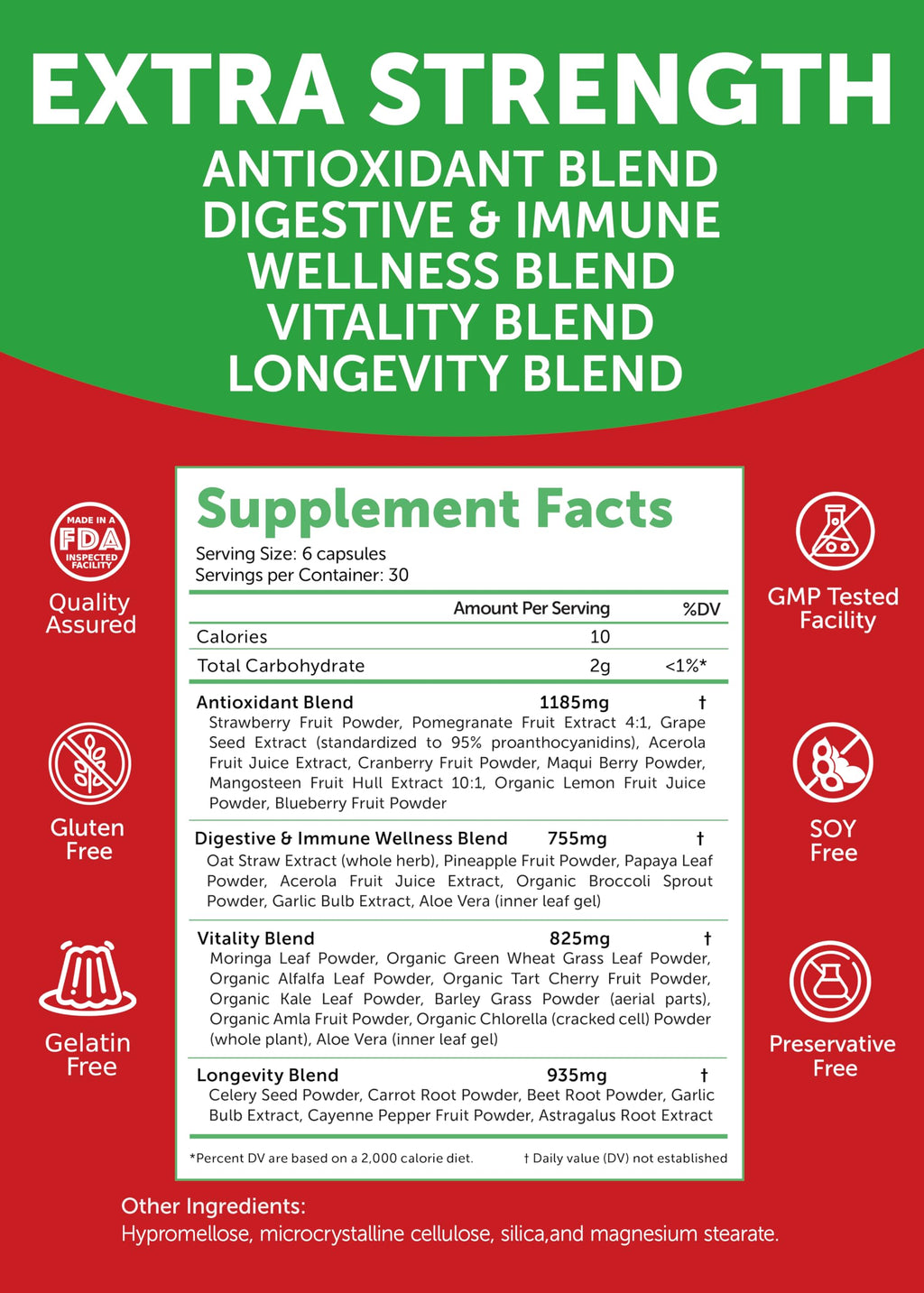 Lunakai USA Made Superfood Fruits & Veggies Supplement - All-in-One with 4 Blends & Scented Capsules, 180ct Super Veggie Capsules for Adults