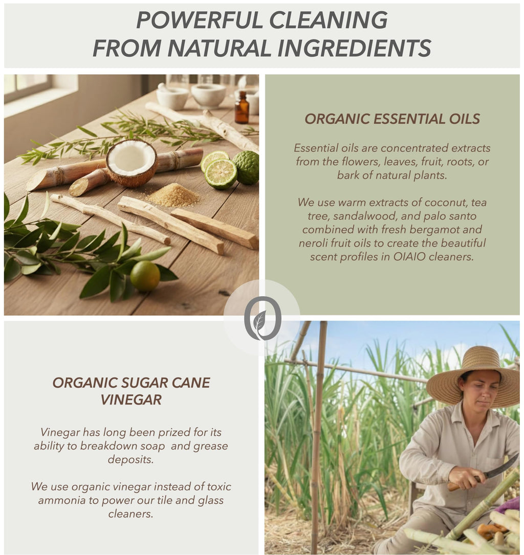 OIAIO Non-Toxic Wood Cleaner - Natural Organic Ingredients that Truly Perform - 24oz - Light Coconut & Palo Santo Scent