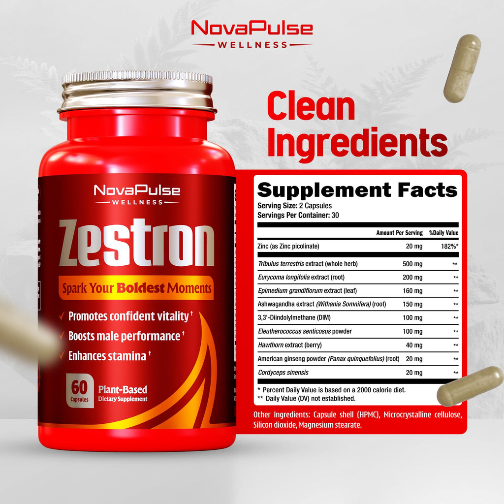 Male Enhancing Supplement Fast Acting Enlargement Pills for Men - Enhanced Size, Drive, Blood Flow, Libido, Testosterone Booster, Strength, Endurance - Boost Performance & Confidence - 60 Capsules