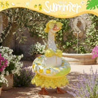 Summer Porch Goose Outfit Set for 23'' Cement Plastic Lawn Goose Statue,Funny Lemon Bikini Clothes with Inflatable Swim Ring, Sun Hat & Glasses, Cute Beach-Themed Decor for Outdoor Yard Statues