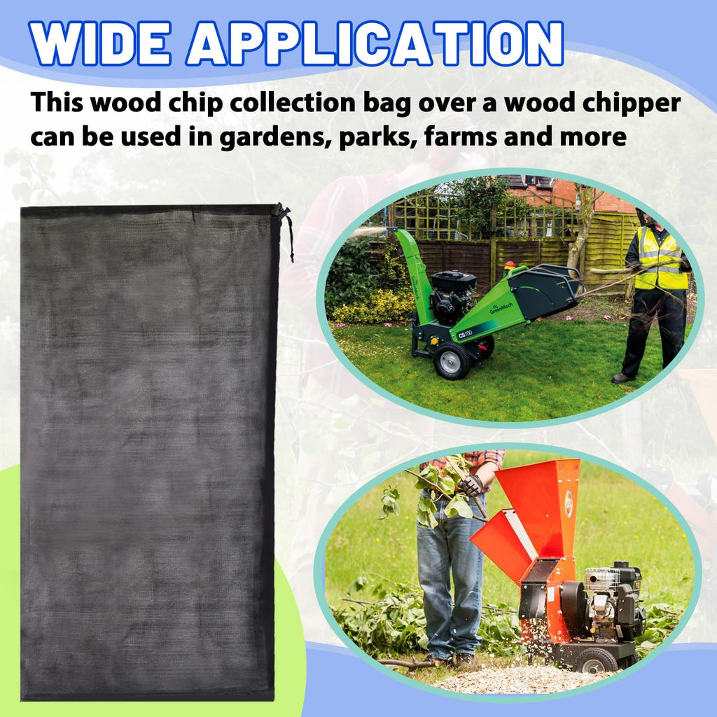24" x 48" Wood Chipper Collection Bag for Troy Bilt - Universal Shredder Mulcher Replacement Bag with Heavy-Duty Mesh for Wood Chips, Leaves and Yard Waste