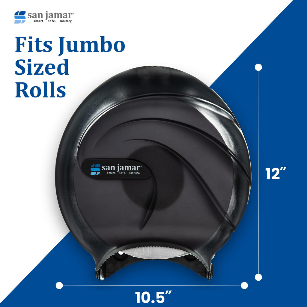 San Jamar Oceans Plastic Single Jumbo Bath Tissue Dispenser, 3.25" Core, Black Pearl
