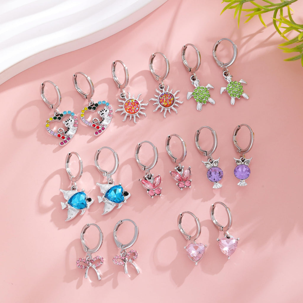 16 Pairs Hypoallergenic Silver Small Hoop Dangle Earrings Set for Girls